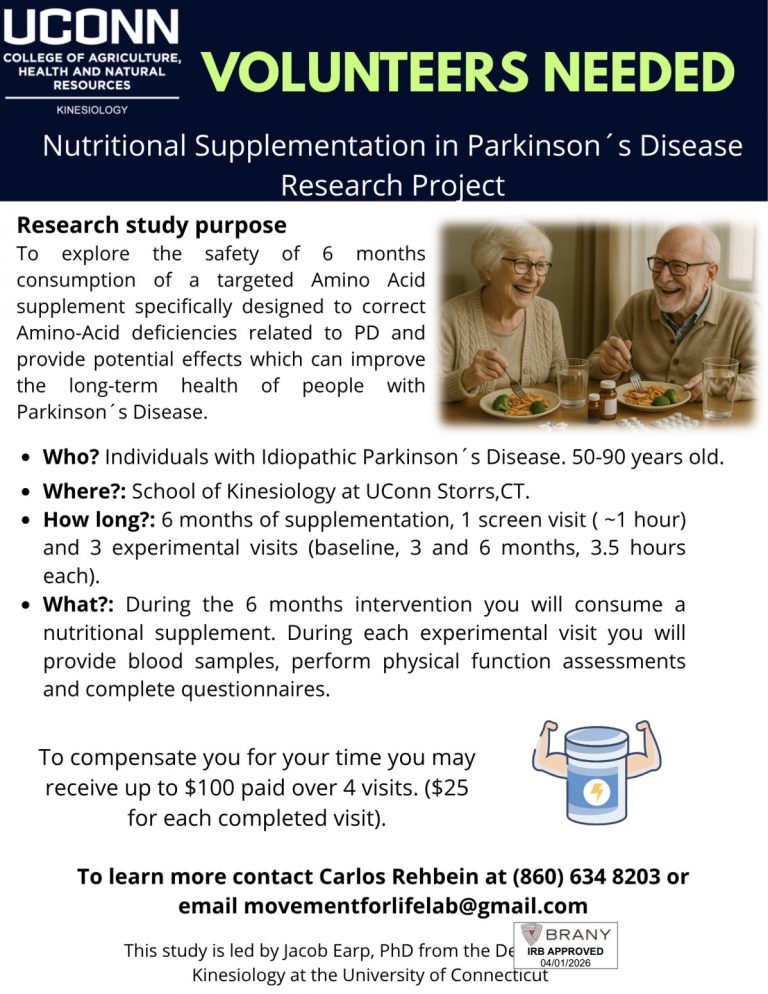 Flyer for nutritional supplementation in PD research